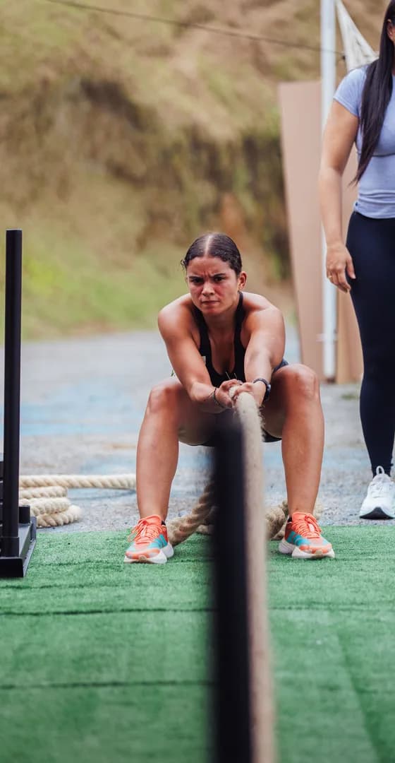 Pulling a rope sled