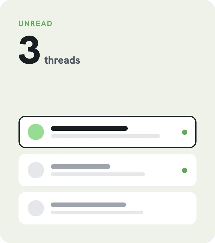 Inbox cover: three unread client threads.
